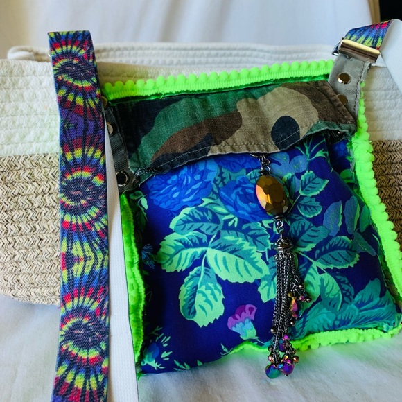 Colorful Upcycled Floral and Camouflage Bag - Picture 2 of 10